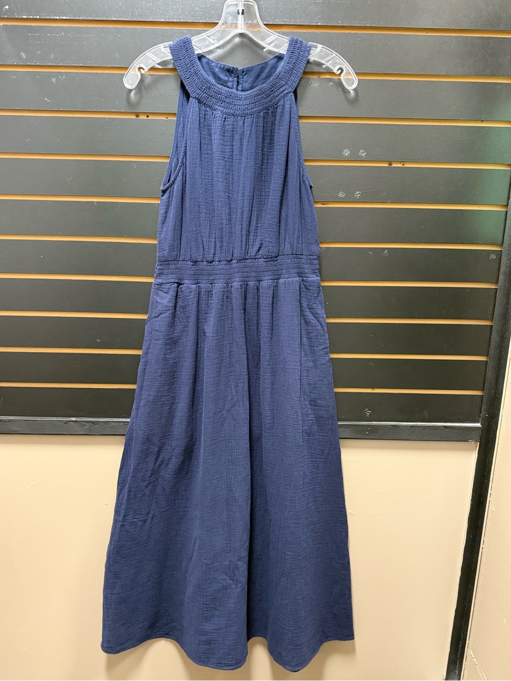 Boden NWT Daphne Double Cloth Navy Cotton Maxi Dress Pockets US 6R